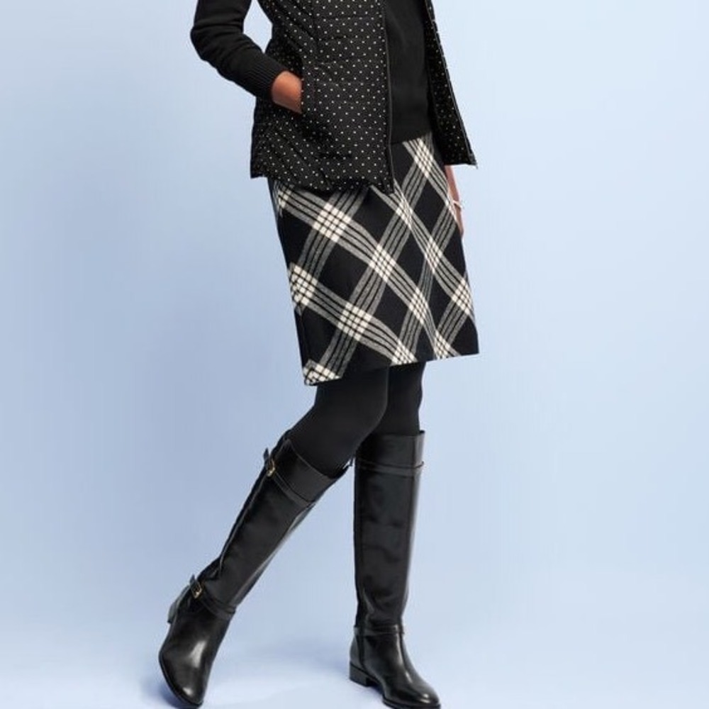Jones New York Wool Country Plaid Skirt 16W Vintage Professional Academia Preppy
